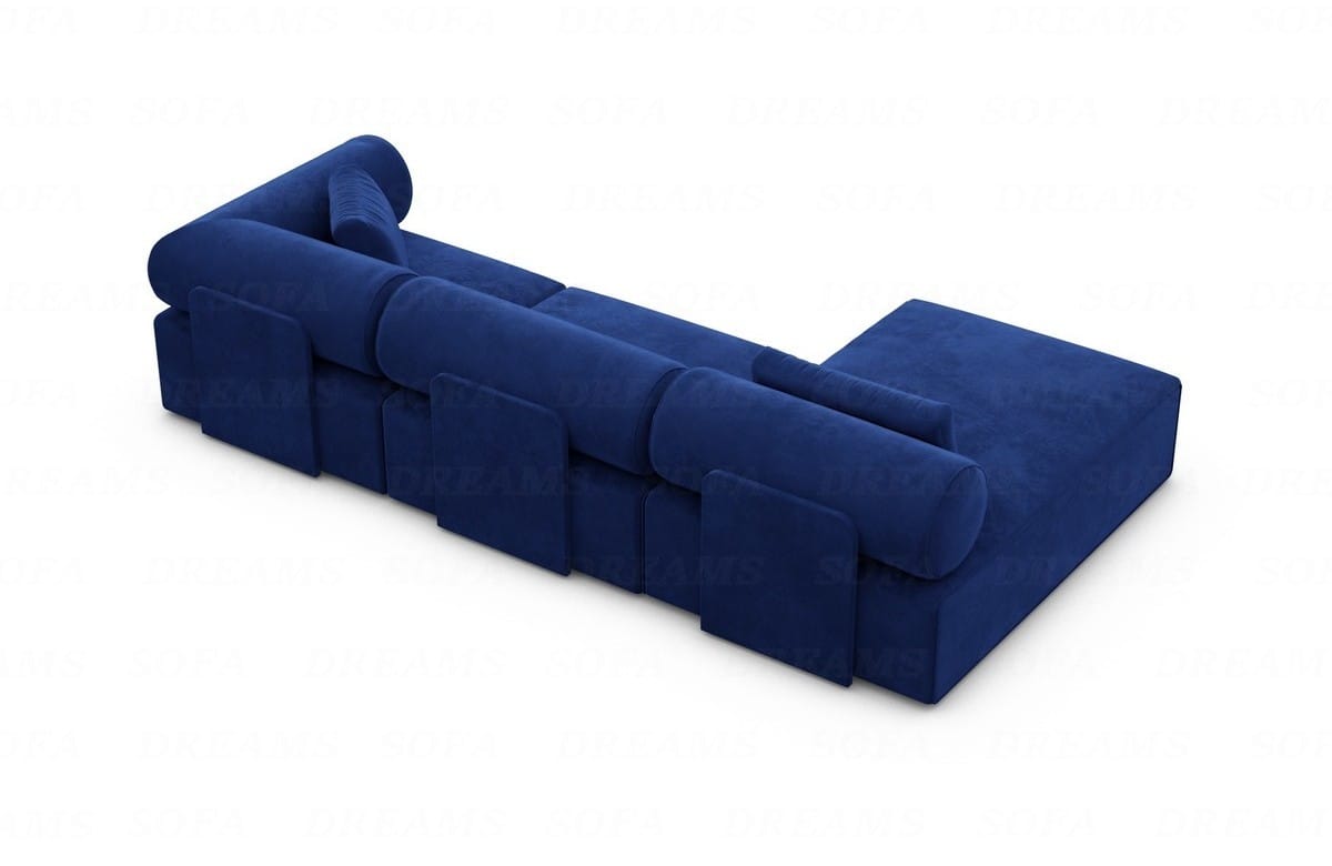 Couch Laguardia L Form in Samtstoff Dunkelblau
