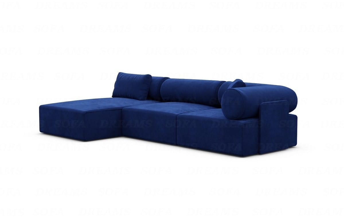 Couch Laguardia L Form in Samtstoff Dunkelblau