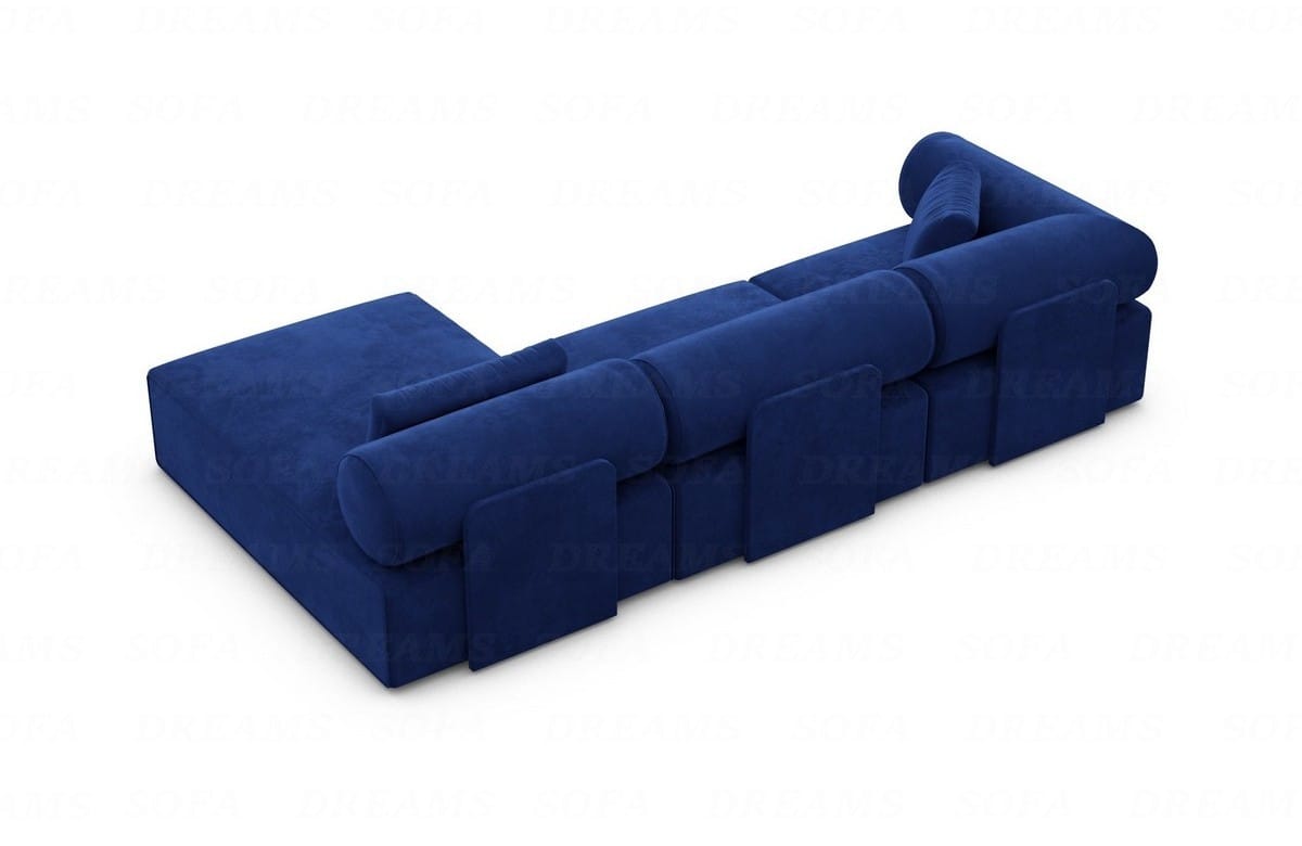 Couch Laguardia L Form in Samtstoff Dunkelblau