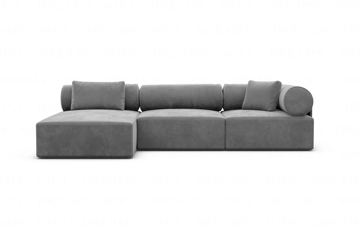 Couch Laguardia L Form in Samtstoff Dunkelgrau