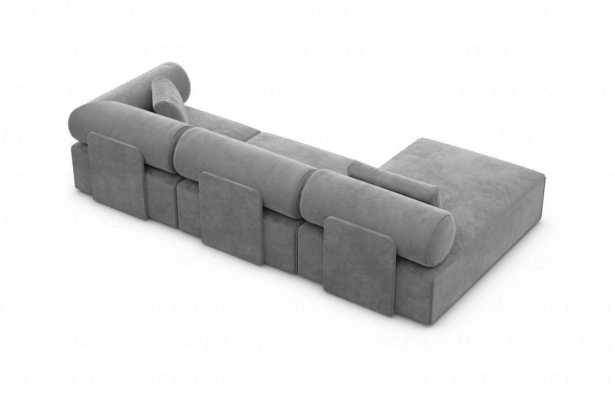 Couch Laguardia L Form in Samtstoff Dunkelgrau