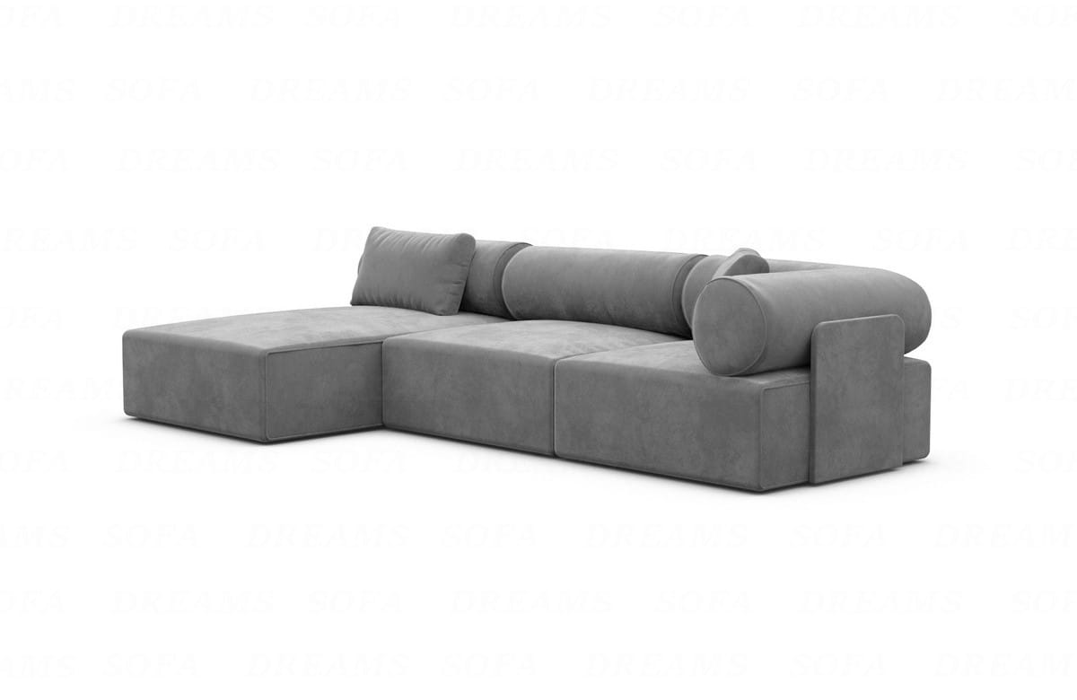 Couch Laguardia L Form in Samtstoff Dunkelgrau