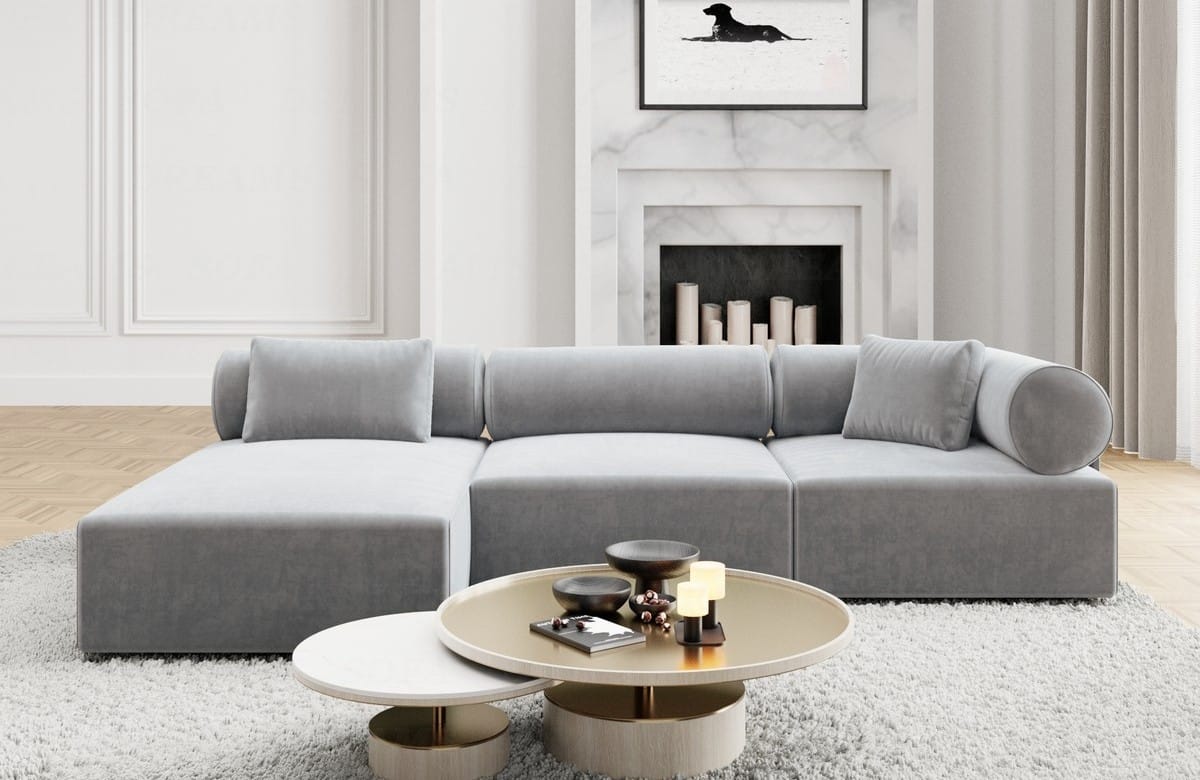 Couch Laguardia L Form in Samtstoff