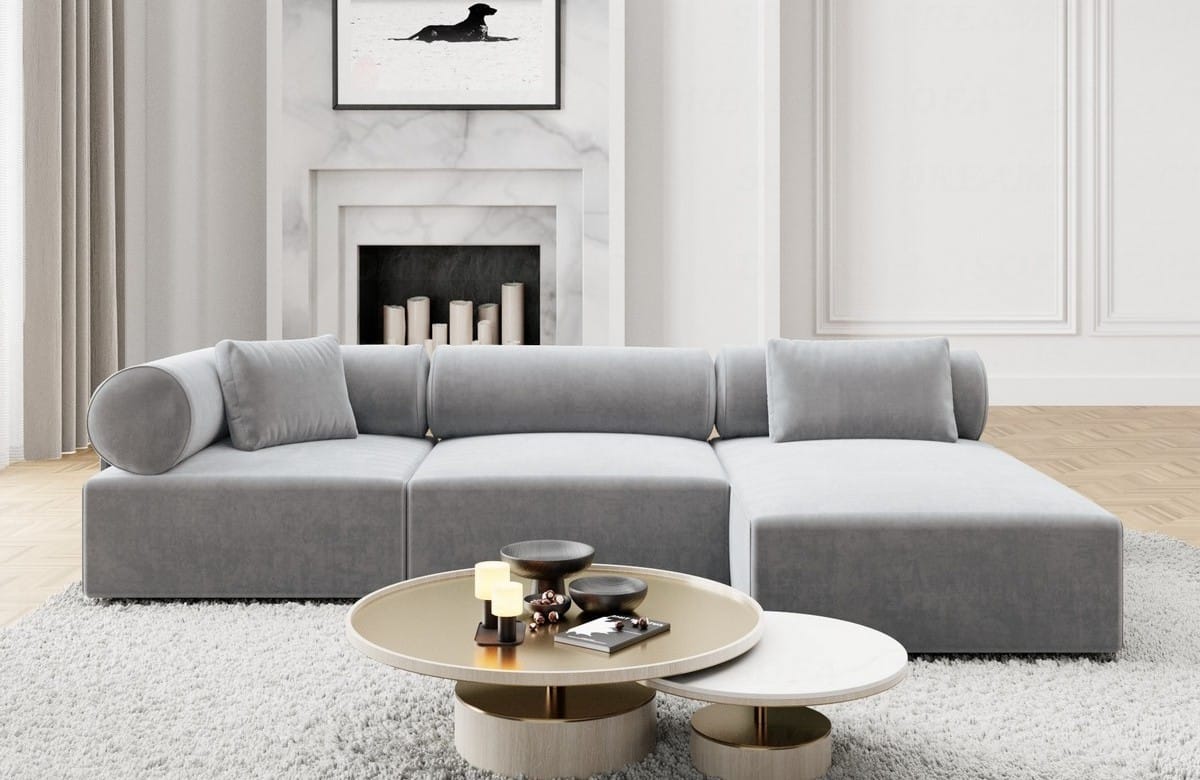 Couch Laguardia L Form in Samtstoff