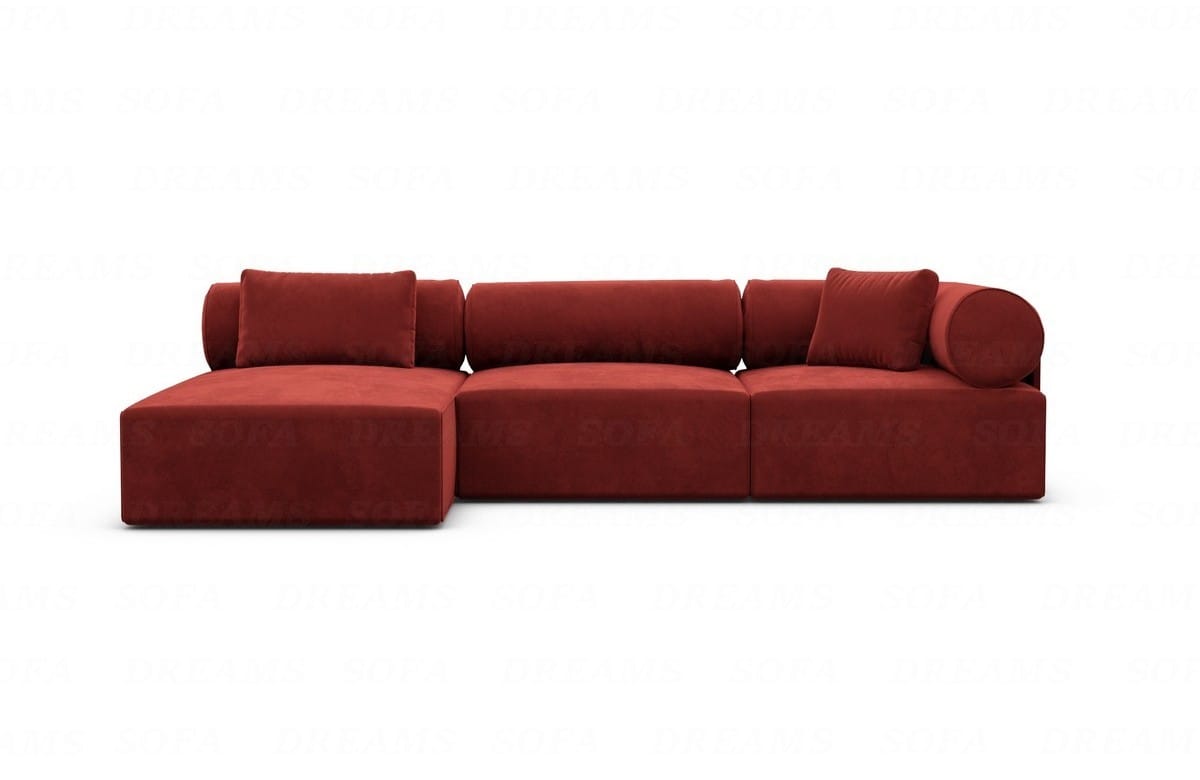 Couch Laguardia L Form in Samtstoff Rot