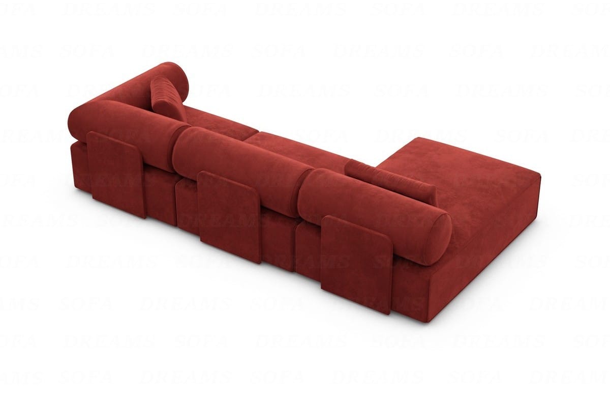Couch Laguardia L Form in Samtstoff Rot