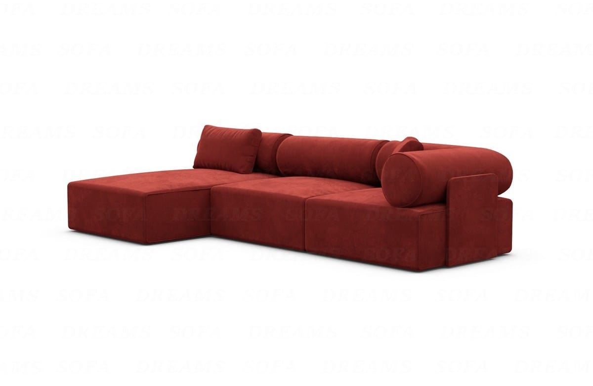 Couch Laguardia L Form in Samtstoff Rot