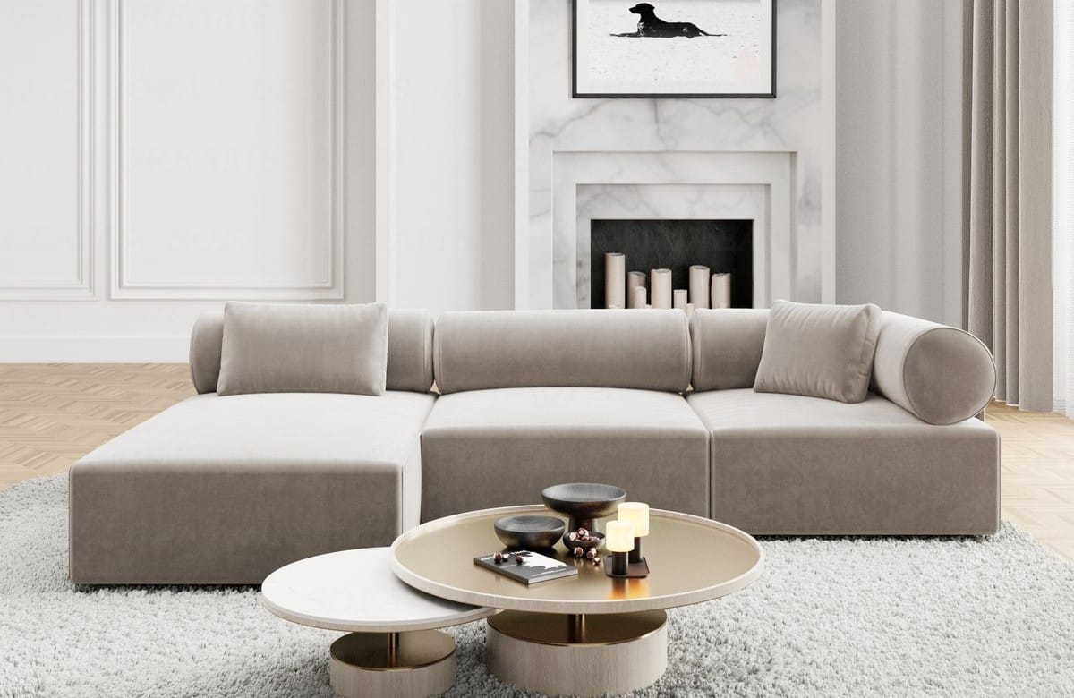 Couch Laguardia L Form in Samtstoff