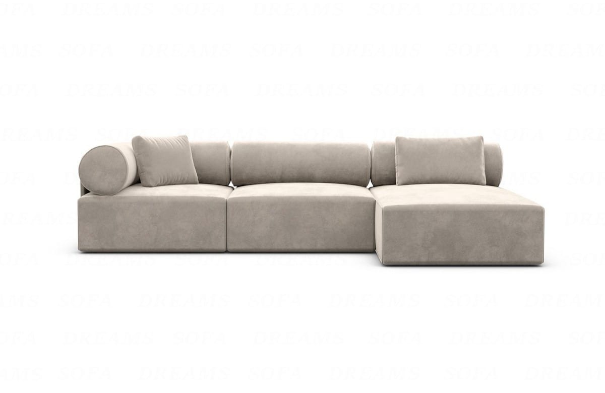 Couch Laguardia L Form in Samtstoff Sand