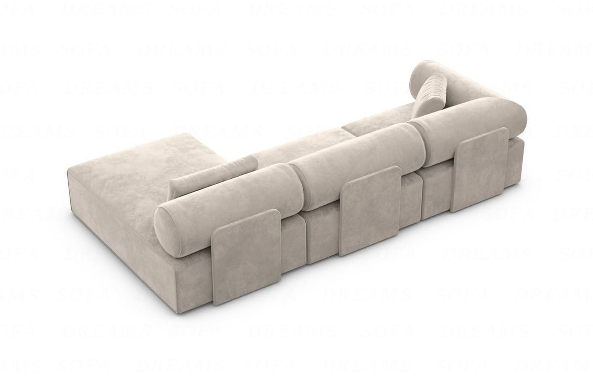 Couch Laguardia L Form in Samtstoff Sand