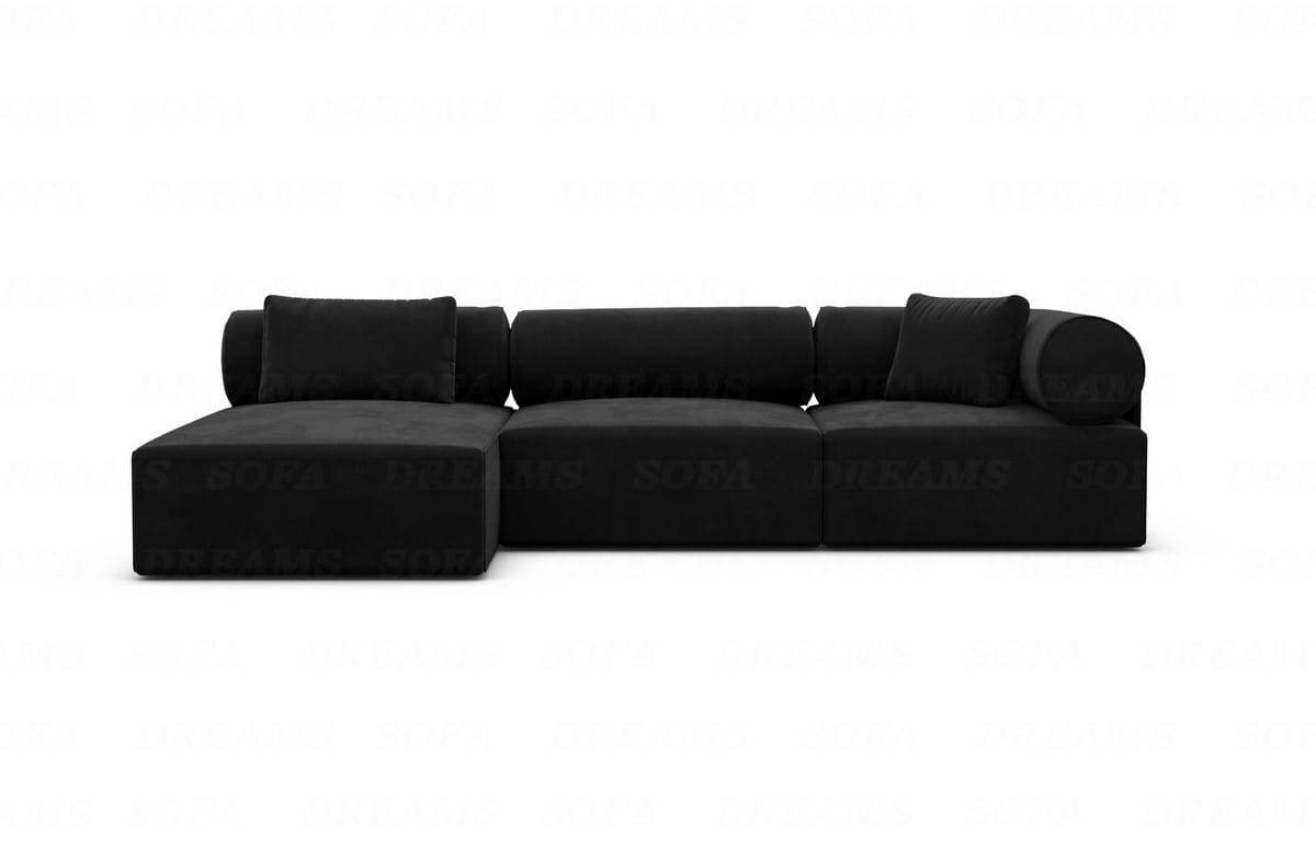 Polster Ecksofa Laguardia L-Form Kurz Schwarz