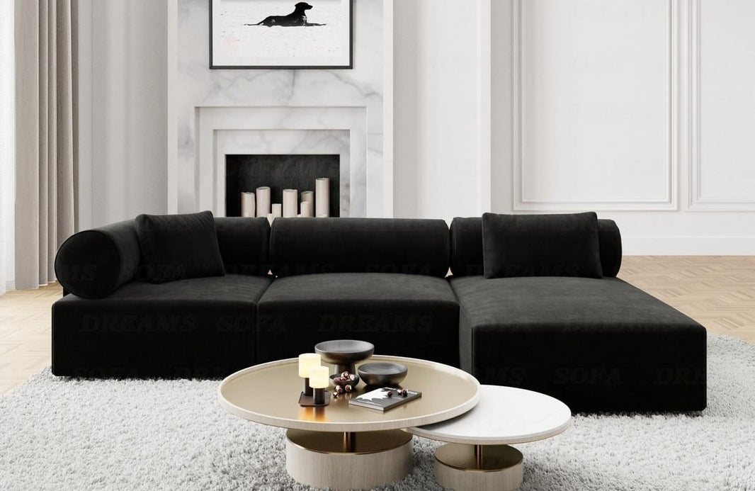 Couch Laguardia L Form in Stoff
