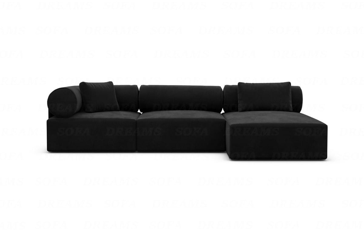 Polster Ecksofa Laguardia L-Form Kurz Schwarz