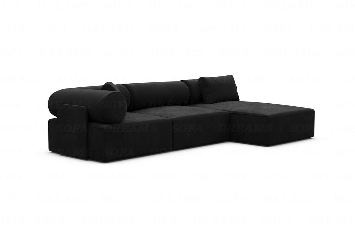 Polster Ecksofa Laguardia L-Form Kurz Schwarz