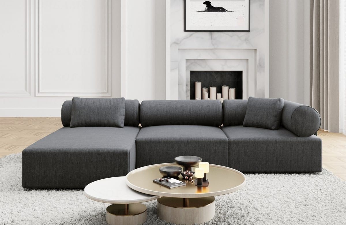 Couch Laguardia L Form in Samtstoff