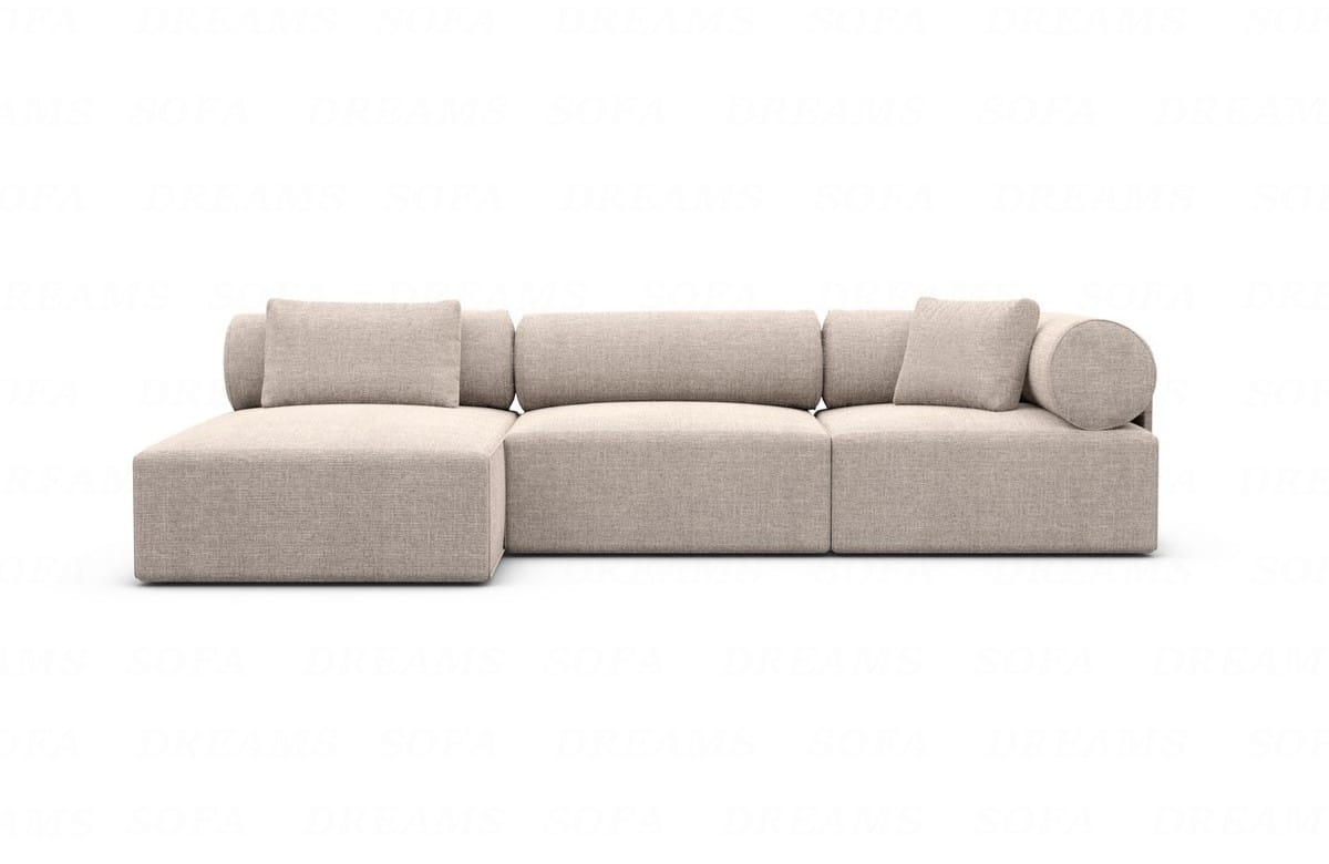 Couch Laguardia L Form in Samtstoff Beige