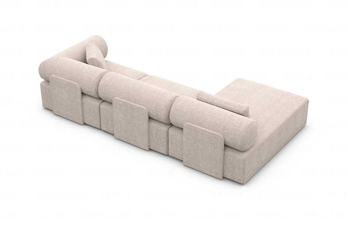 Couch Laguardia L Form in Samtstoff Beige