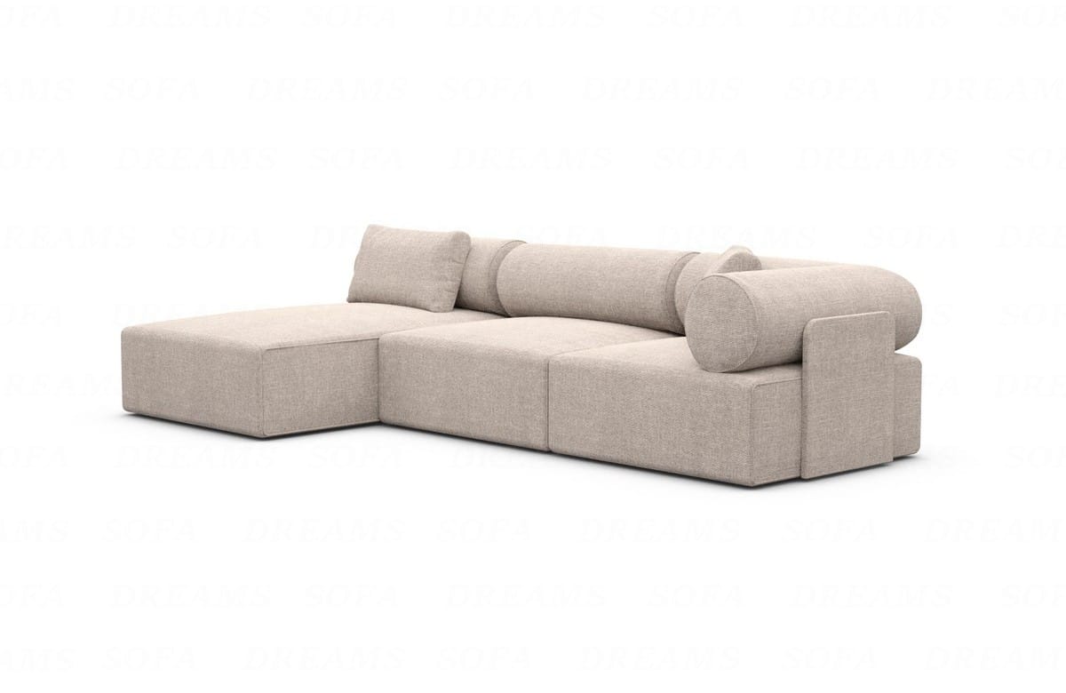 Couch Laguardia L Form in Samtstoff Beige