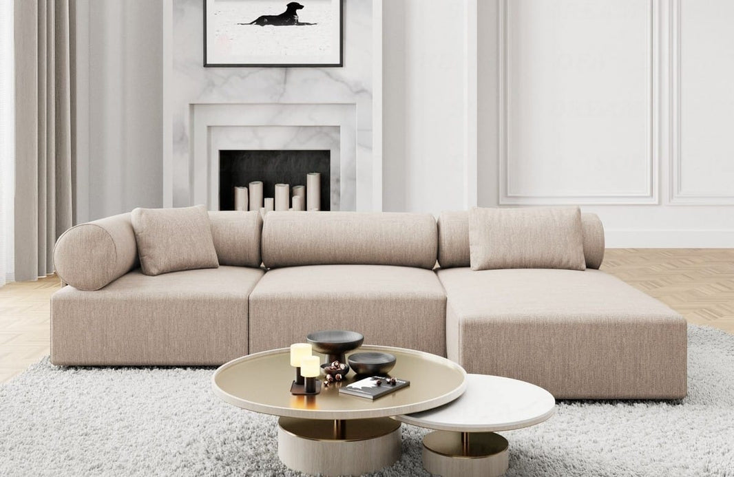 Couch Laguardia L Form in Stoff