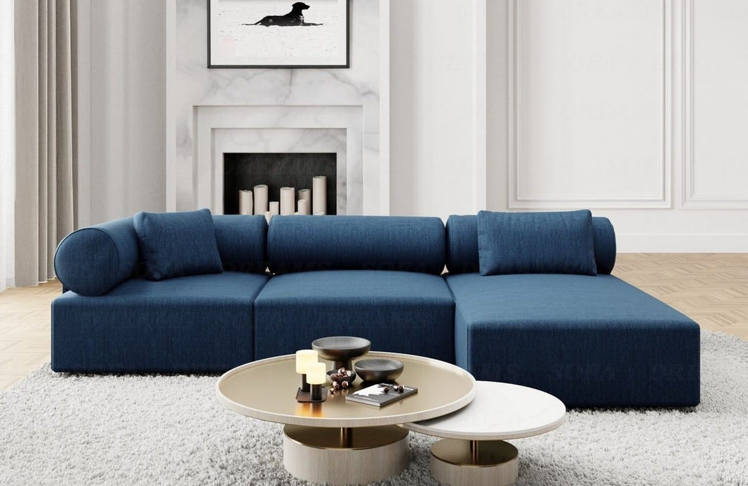 Couch Laguardia L Form in Stoff
