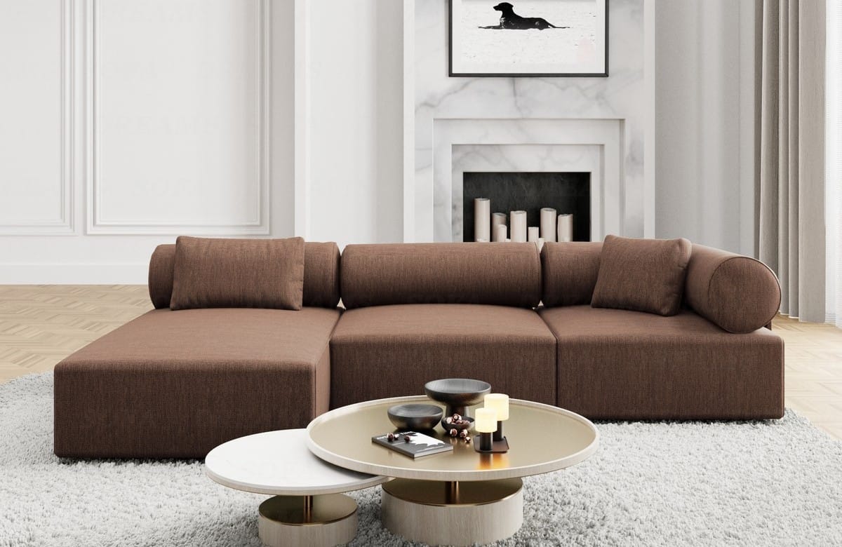 Couch Laguardia L Form in Samtstoff