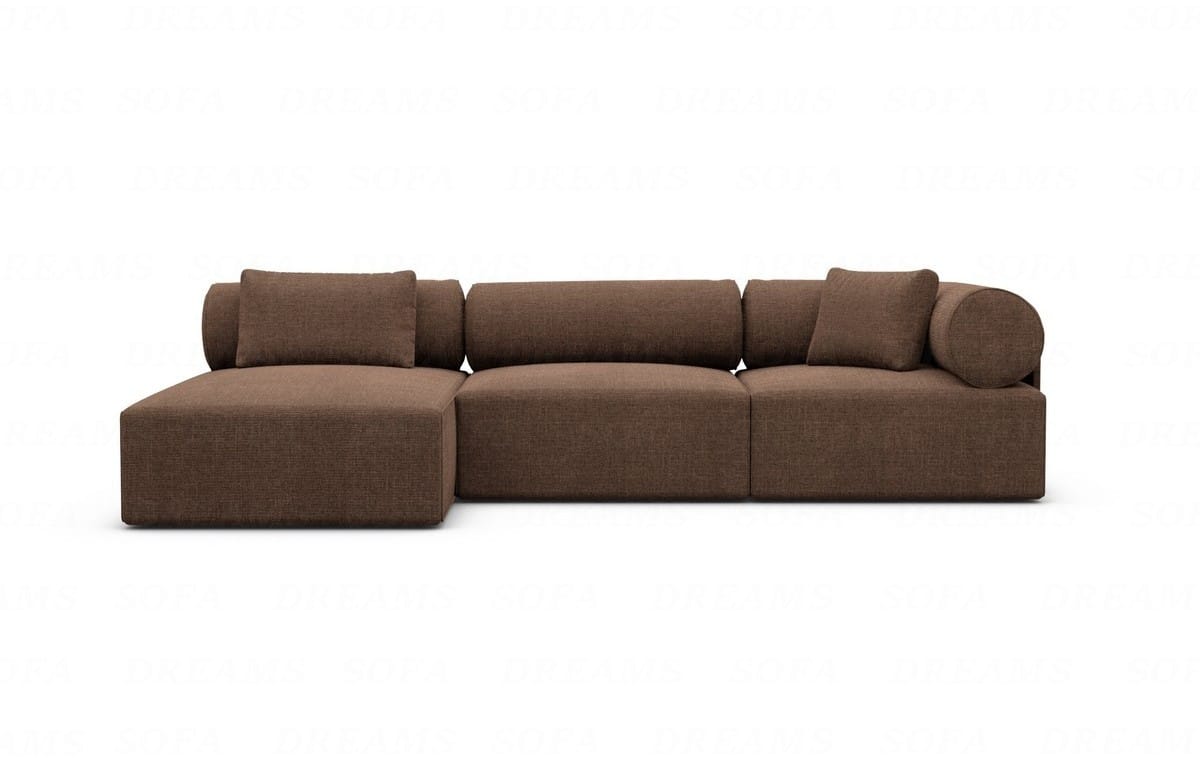 Couch Laguardia L Form in Samtstoff Braun