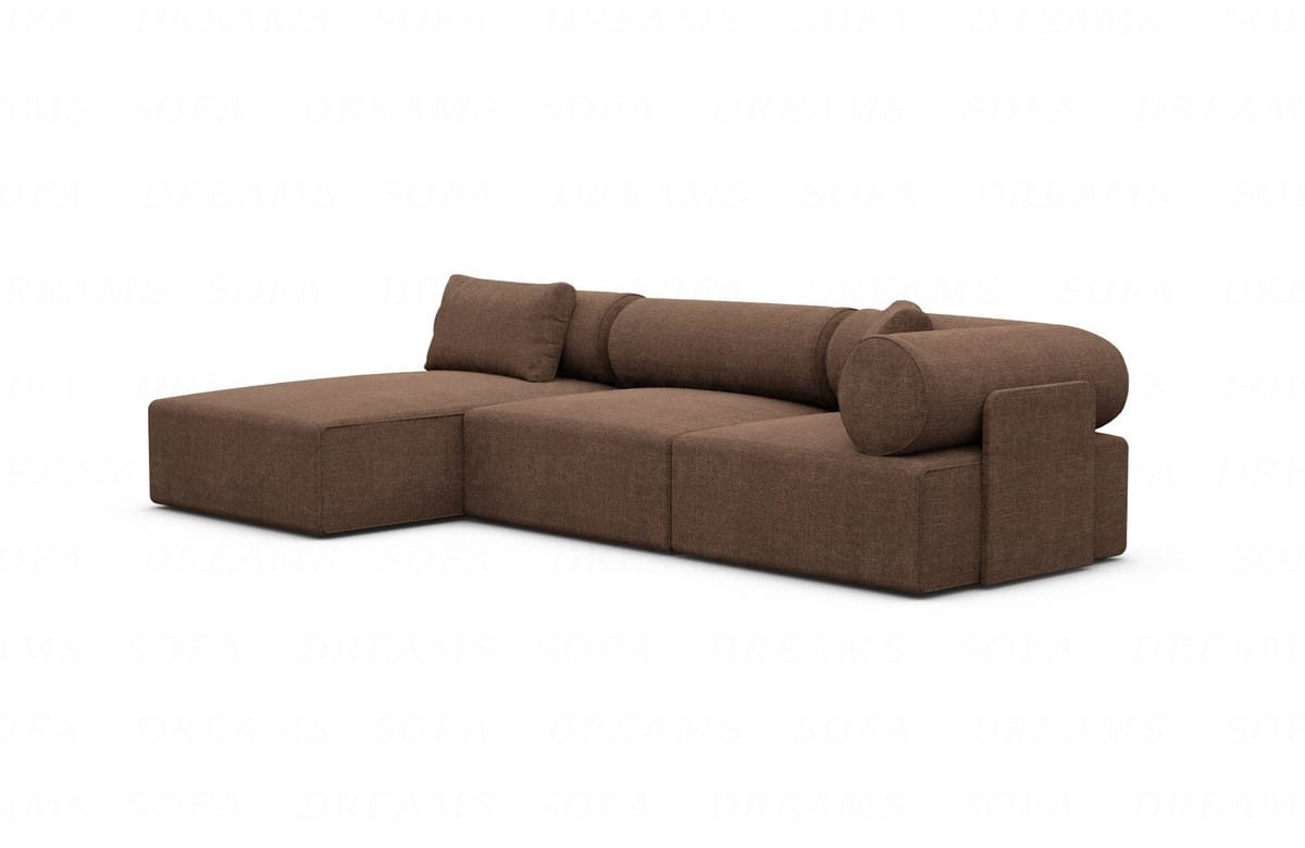 Couch Laguardia L Form in Samtstoff Braun