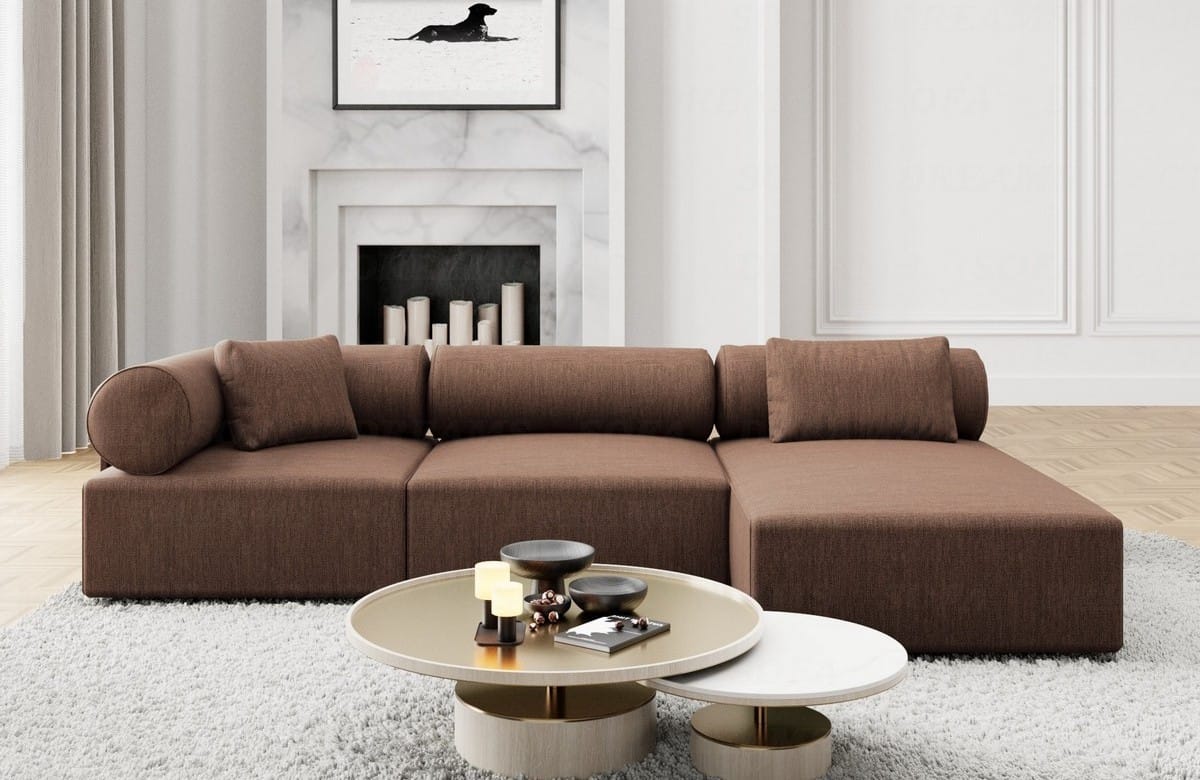 Couch Laguardia L Form in Samtstoff