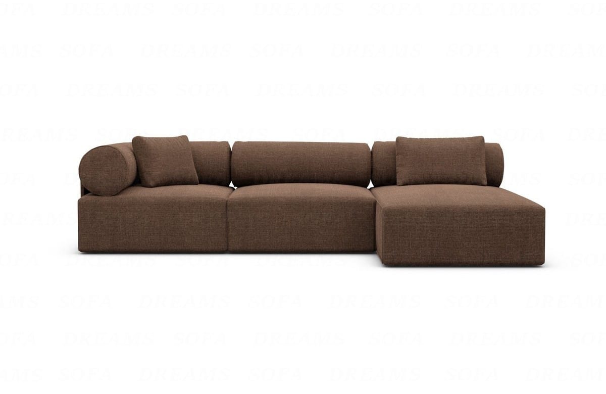 Couch Laguardia L Form in Samtstoff Braun
