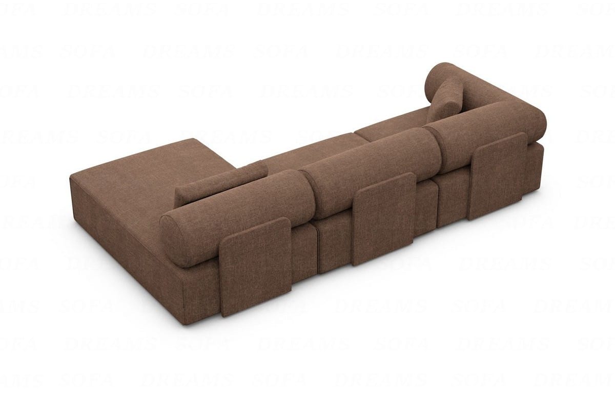 Couch Laguardia L Form in Samtstoff Braun