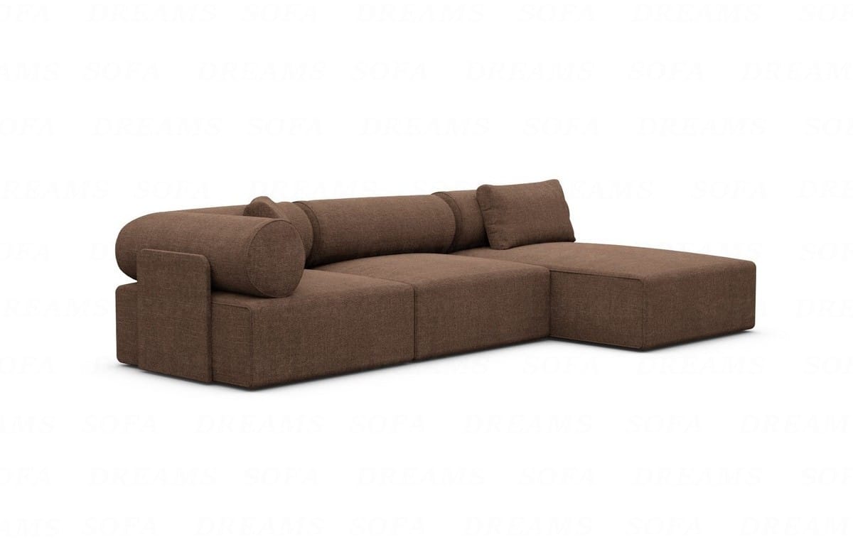 Couch Laguardia L Form in Samtstoff Braun