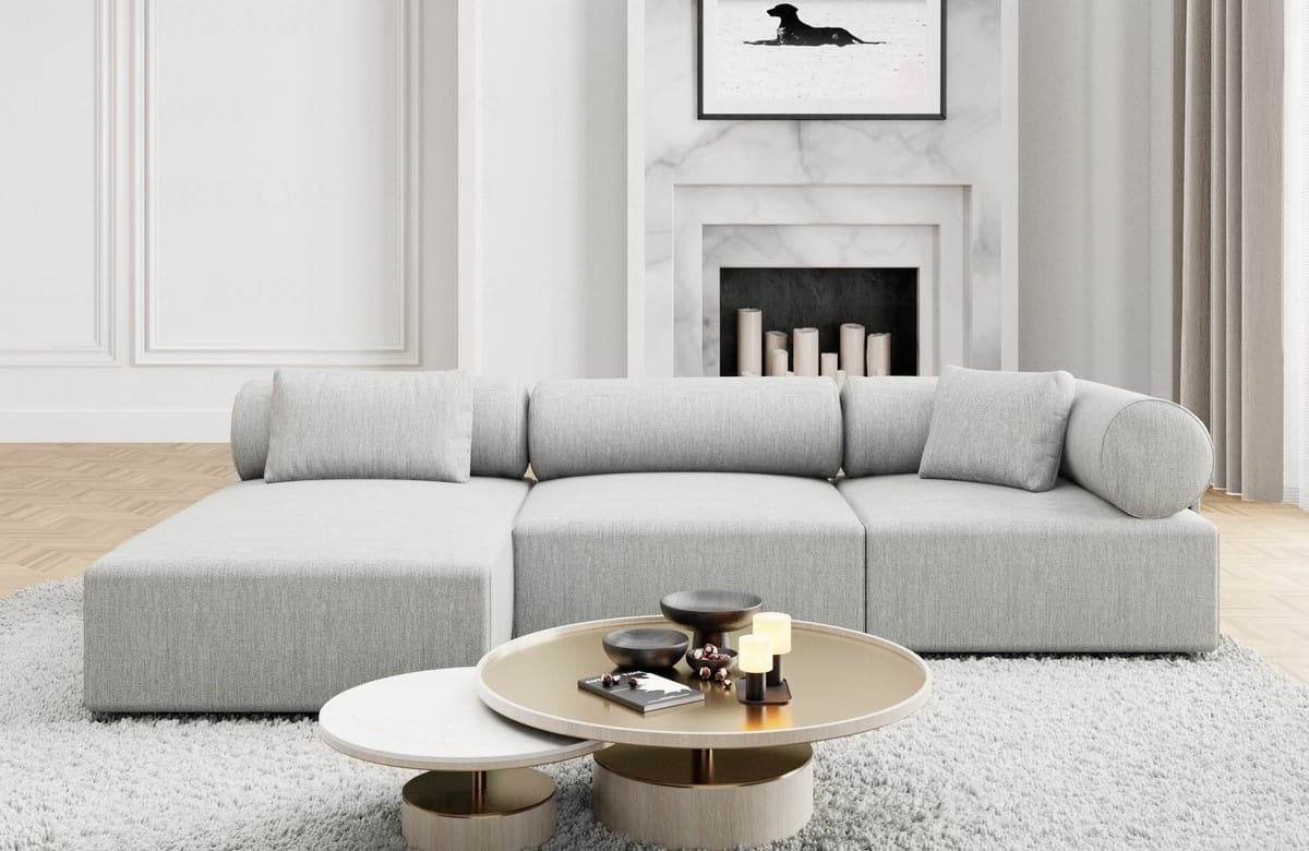 Couch Laguardia L Form in Samtstoff
