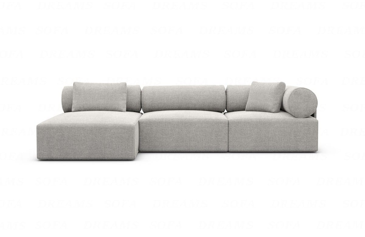 Couch Laguardia L Form in Samtstoff Hellgrau
