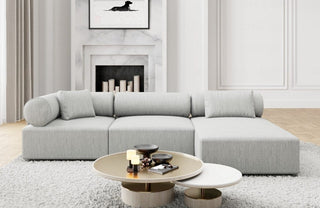 Couch Laguardia L-Form in Stoff Hellgrau