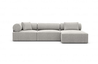 Couch Laguardia L-Form in Stoff Hellgrau