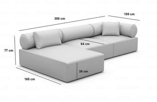 Couch Laguardia L-Form in Stoff Hellgrau