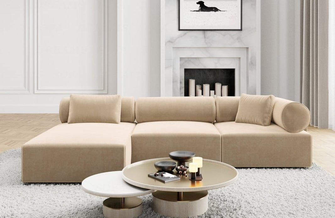 Couch Laguardia L Form in Stoff