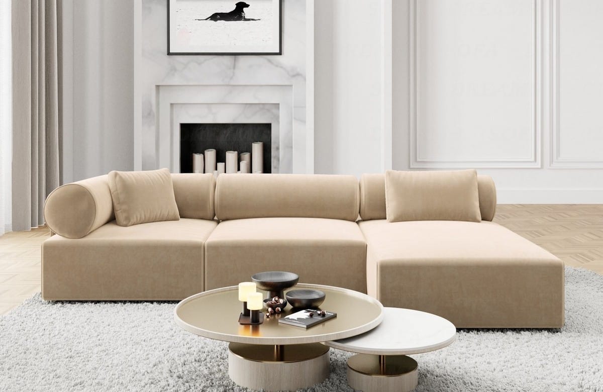 Couch Laguardia L Form in Samtstoff