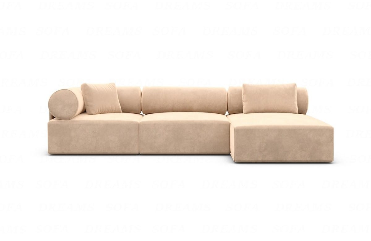 Couch Laguardia L Form in Samtstoff Beige