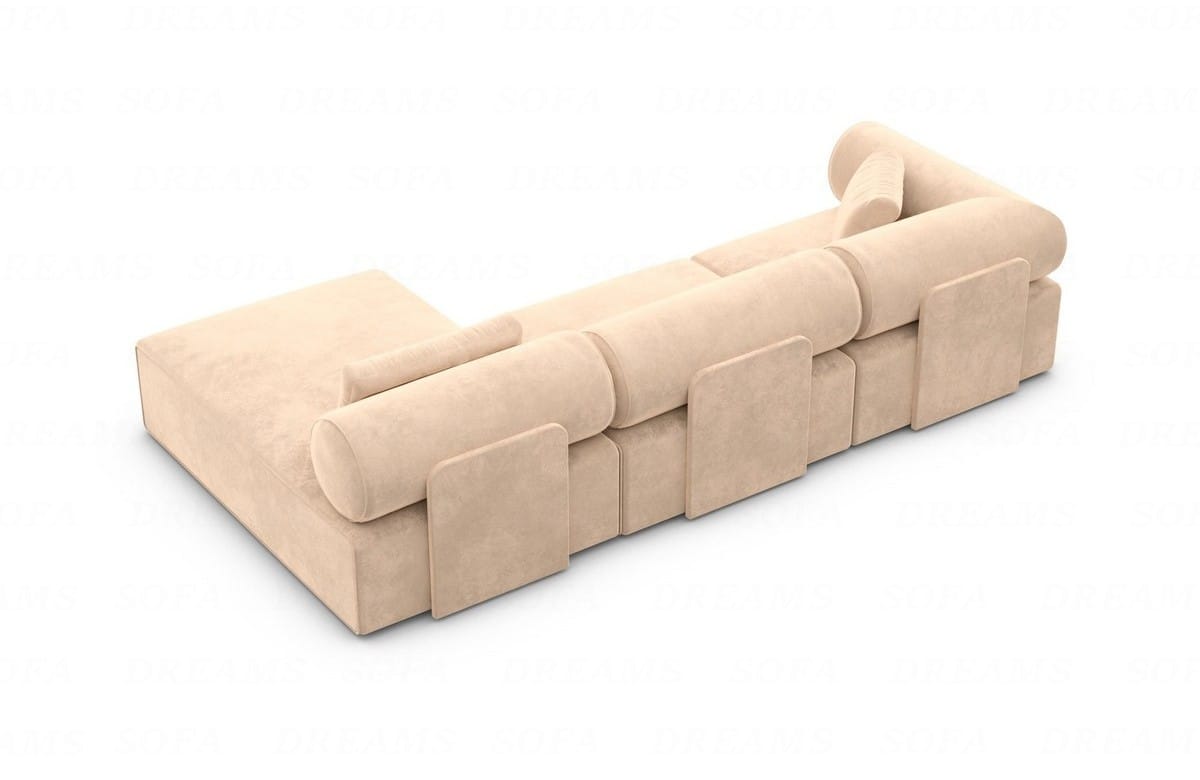 Couch Laguardia L Form in Samtstoff Beige