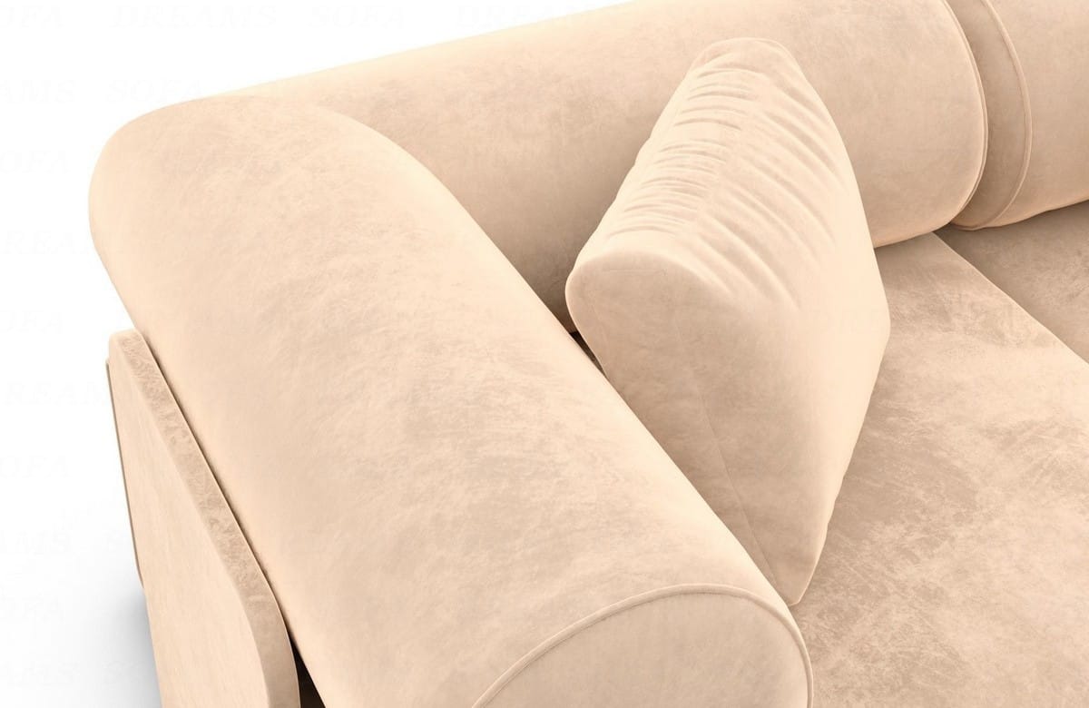 Couch Laguardia L Form in Samtstoff Beige