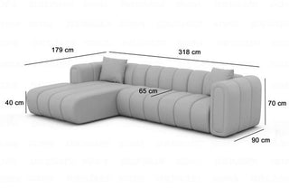 Stoff Ecksofa Almagro L-Form Hellgrau