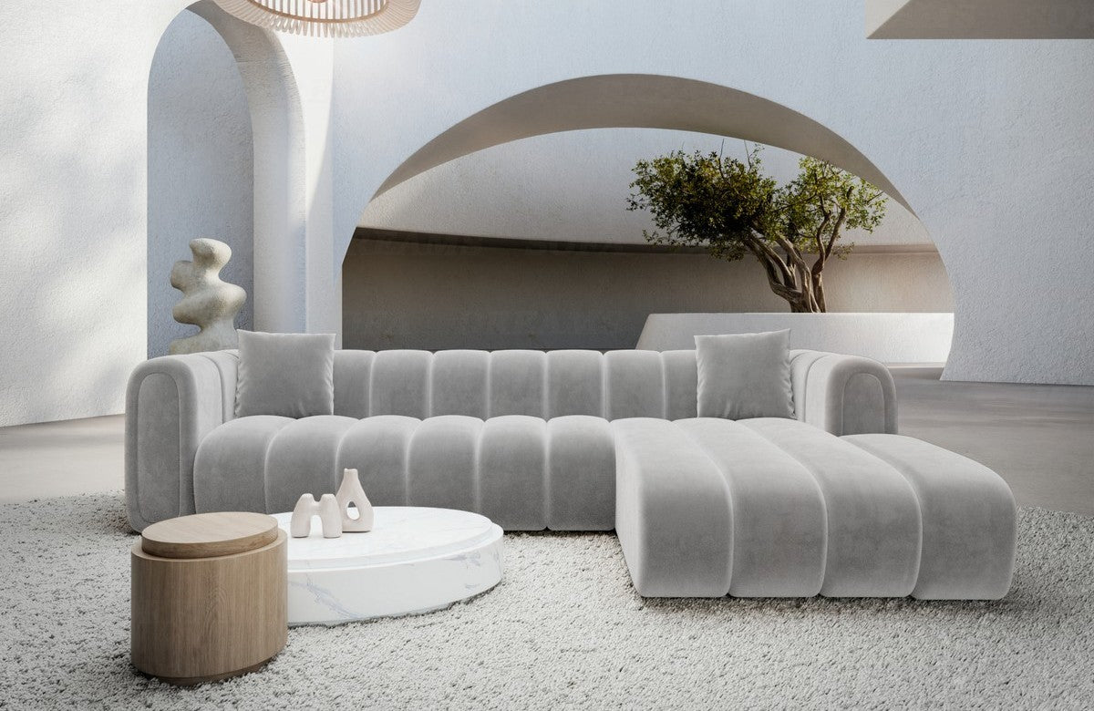 Polster Ecksofa Almagro L-Form Kurz Hellgrau