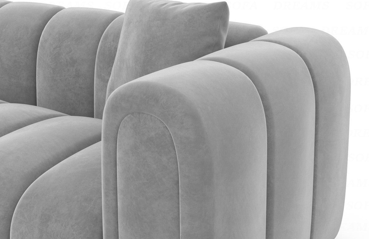 Polster Ecksofa Almagro L-Form Kurz Hellgrau