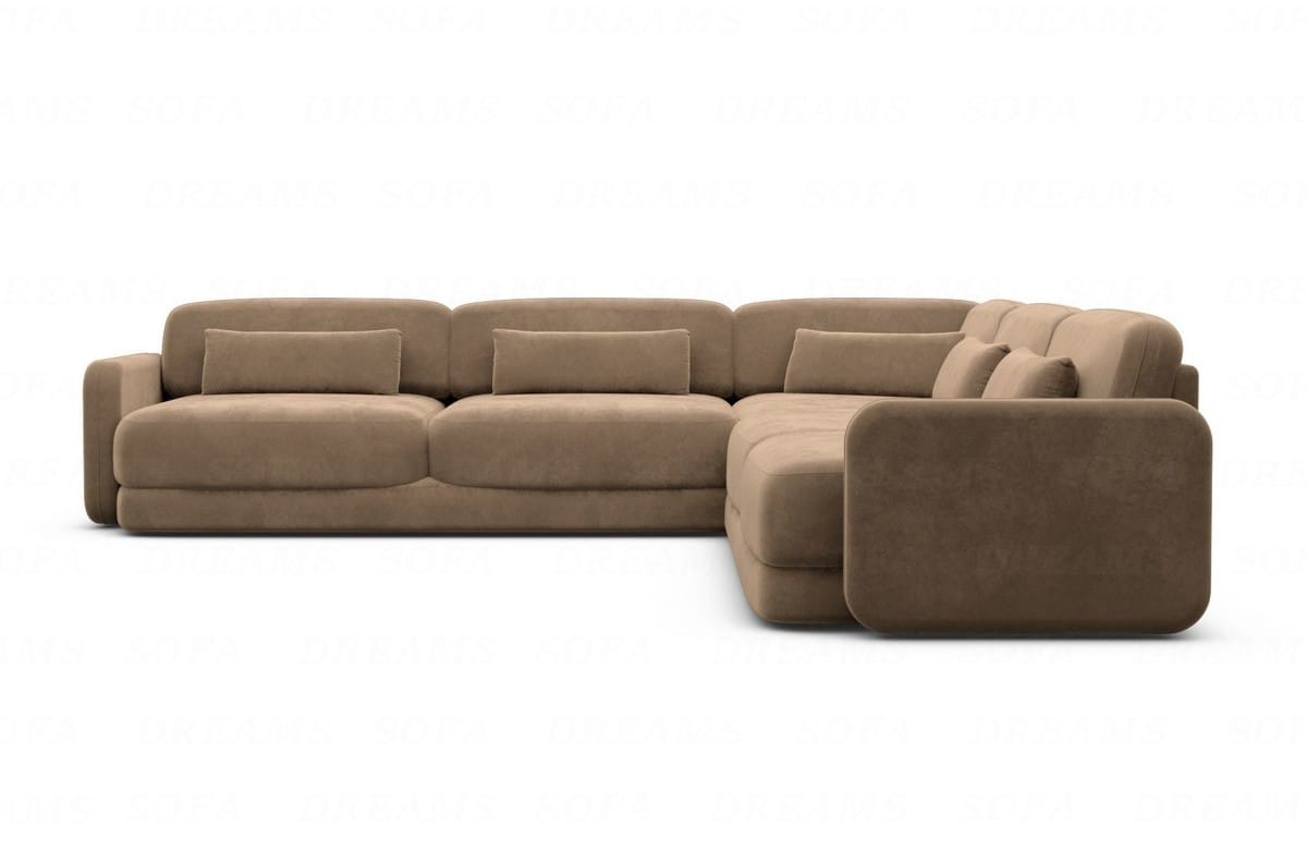 Ecksofa Valencia L-Form aus Stoff Braun
