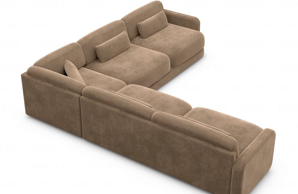 Ecksofa Valencia L-Form aus Stoff Braun