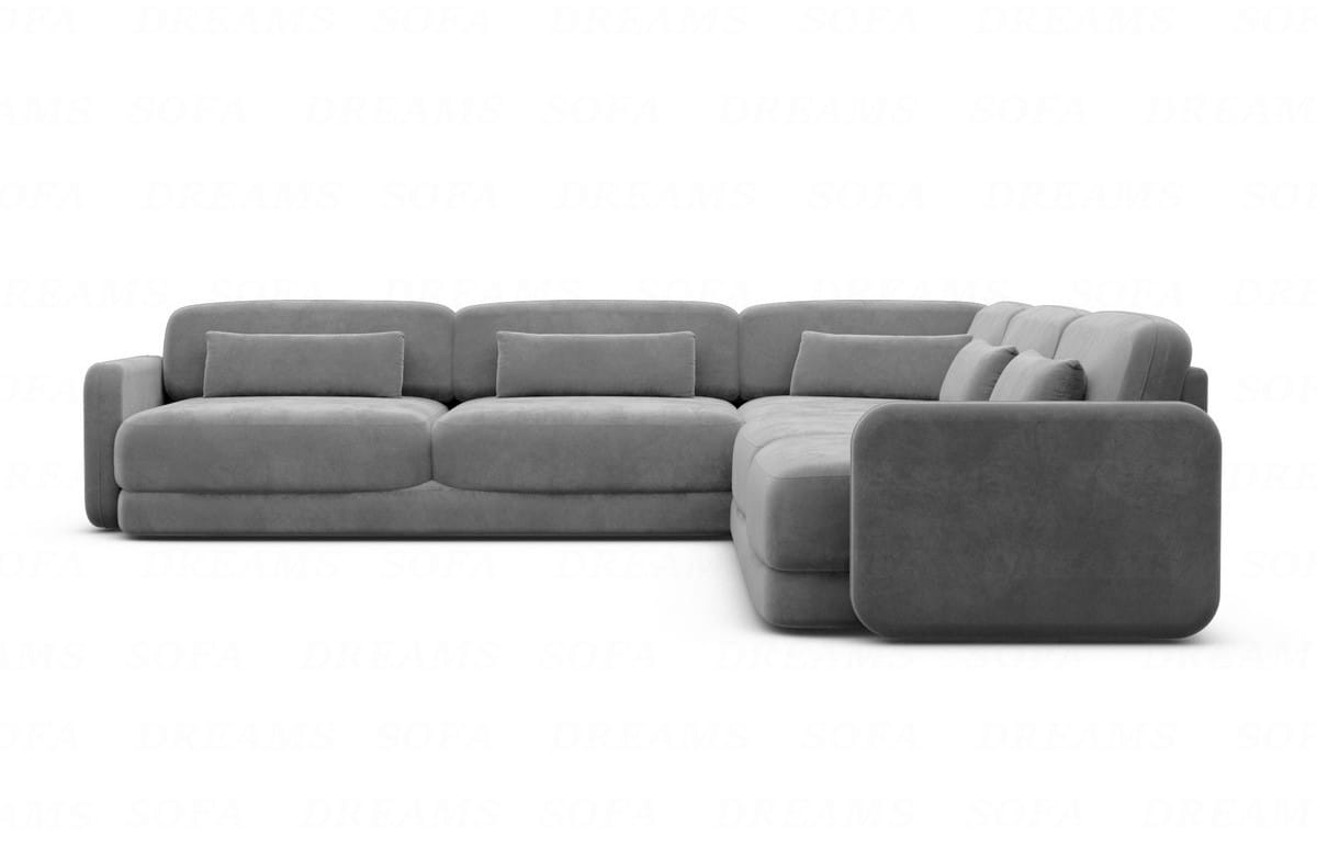 Ecksofa Valencia L-Form aus Stoff Dunkelgrau