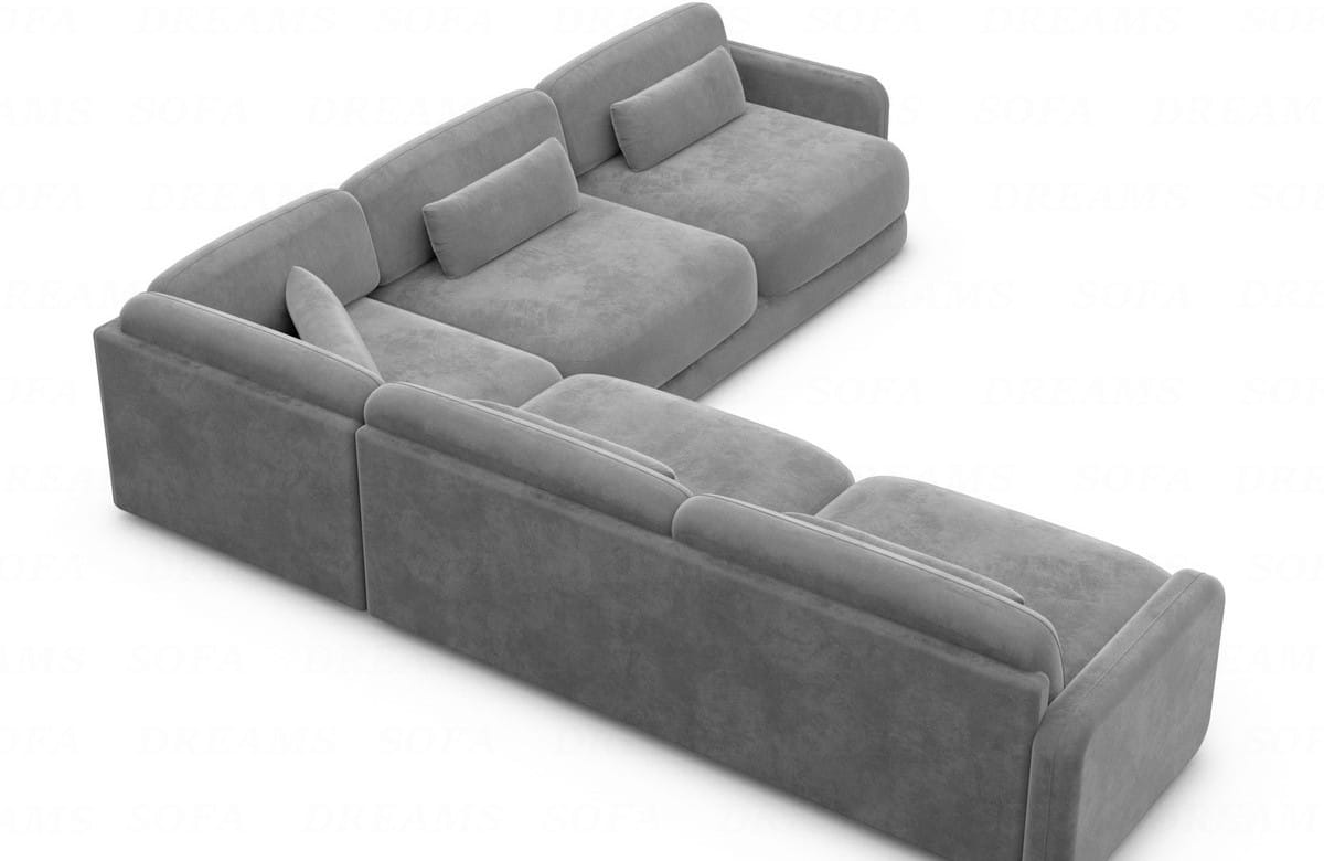 Ecksofa Valencia L-Form aus Stoff Dunkelgrau
