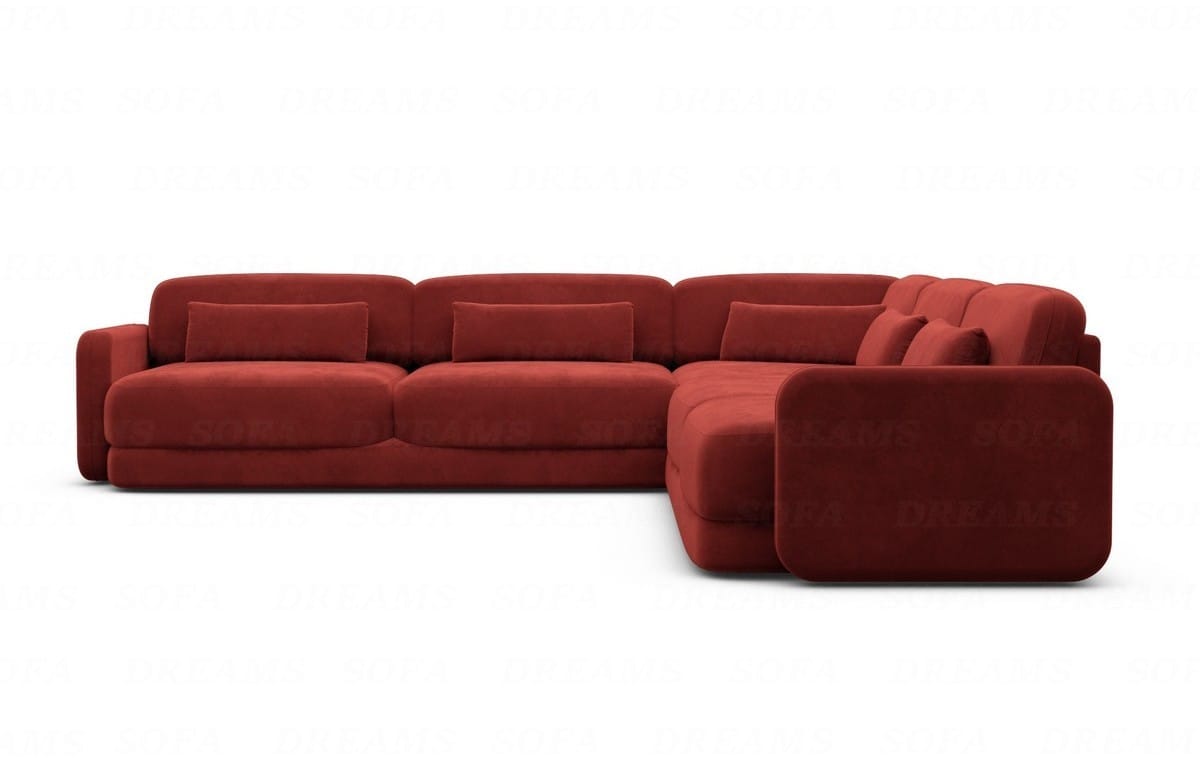 Ecksofa Valencia L-Form aus Stoff Rot