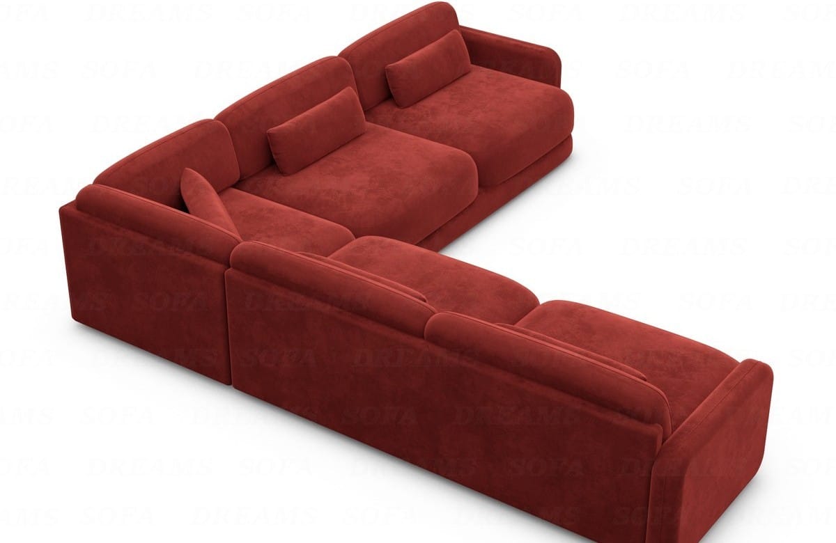 Ecksofa Valencia L-Form aus Stoff Rot